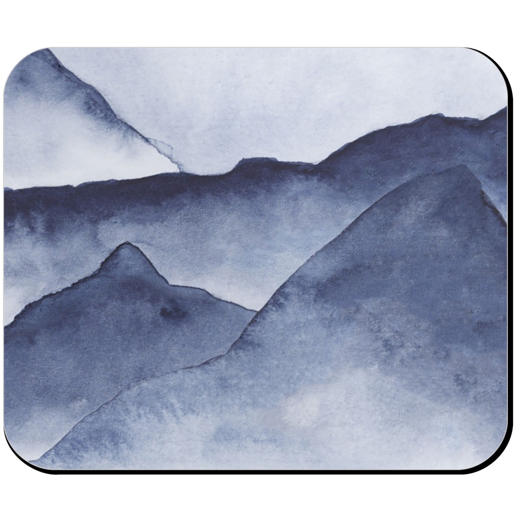 Watercolor Mountains - Blue Mouse Pad, Rectangle Ornament, Blue