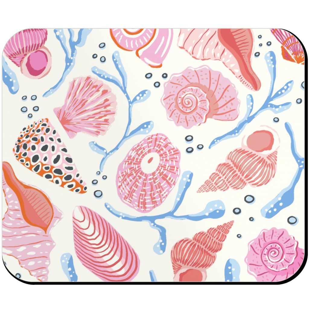 Seashells - Pink Mouse Pad, Rectangle, Multicolor