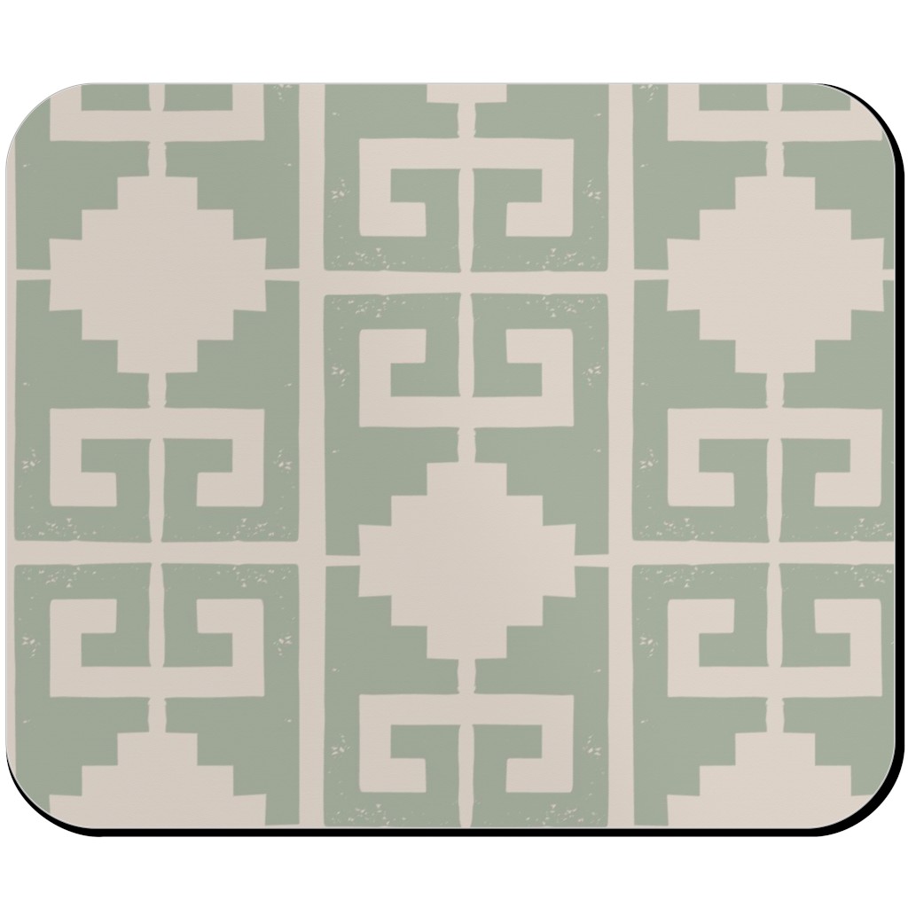 Greek To Me - Green on Cream Mouse Pad, Rectangle, Green