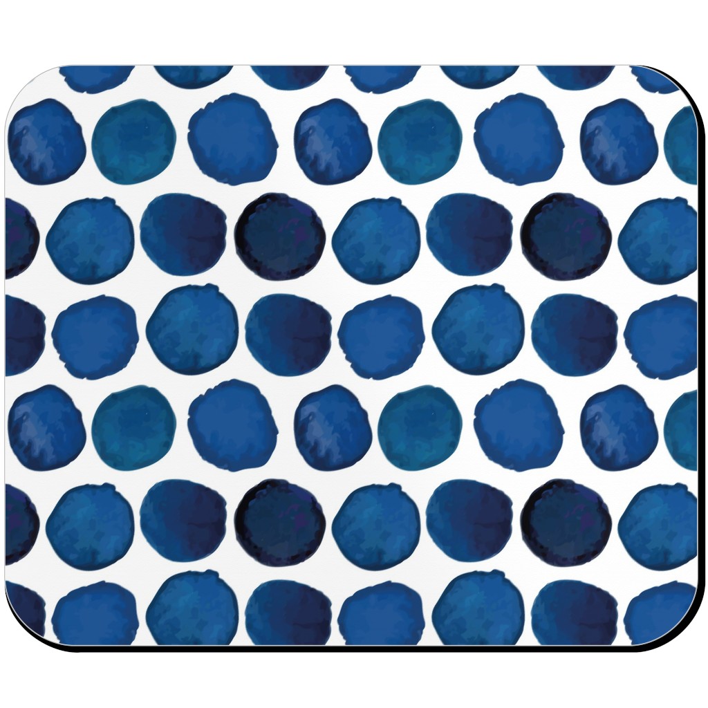 Watercolor Dots - Dark Mouse Pad, Rectangle Ornament, Blue