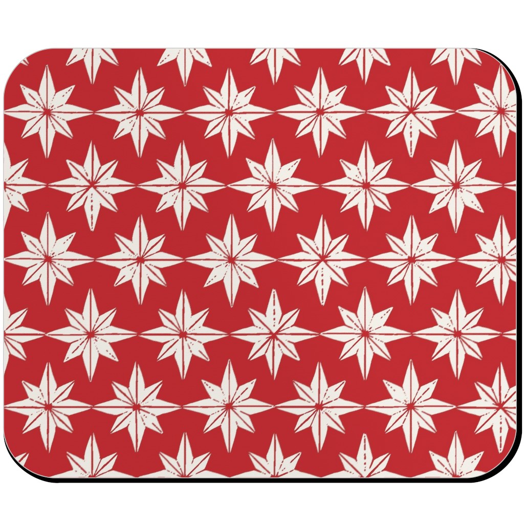 Christmas Star Tiles Mouse Pad, Rectangle Ornament, Red