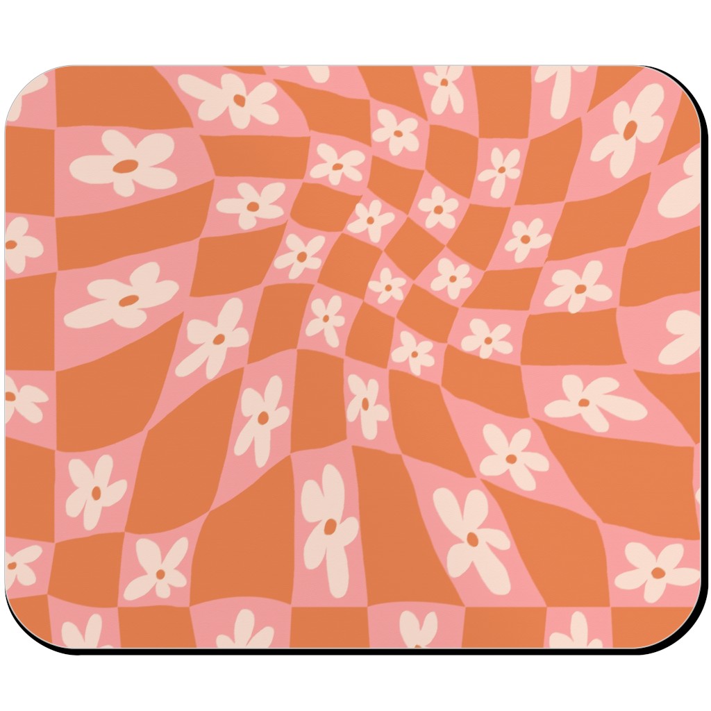 Trippy Chamomile - Floral - Orange and Pink Mouse Pad, Rectangle Ornament, Orange