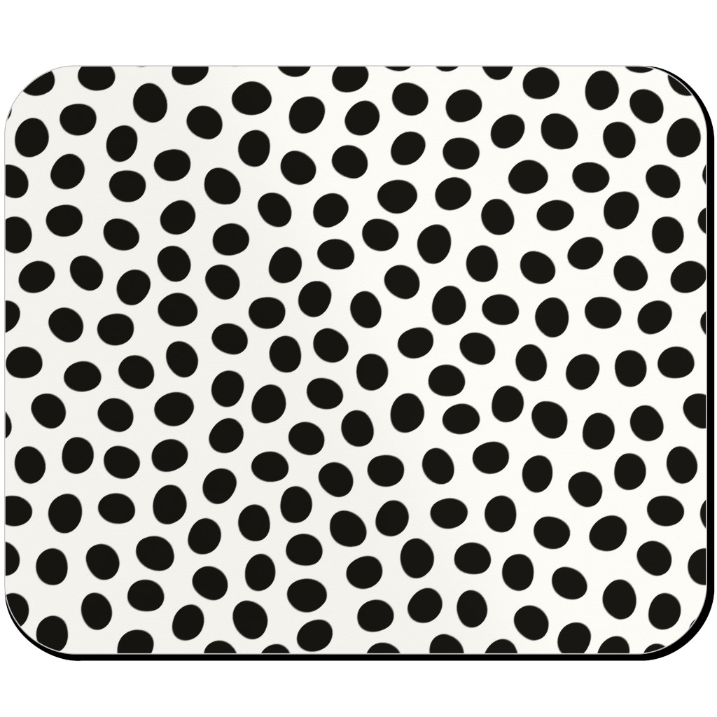Dots - Black and White Mouse Pad, Rectangle, White, White