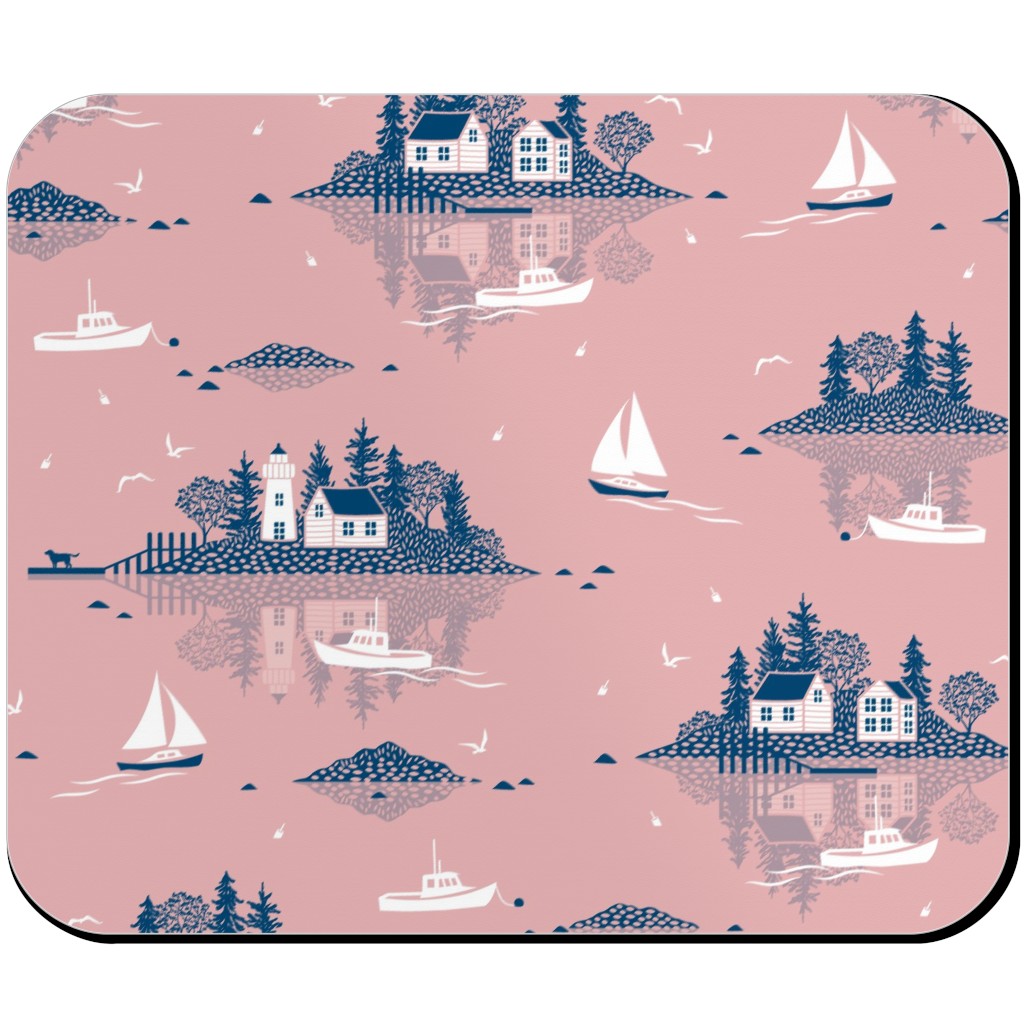 Maine Islands - Muted Pink Mouse Pad, Rectangle Ornament, Pink