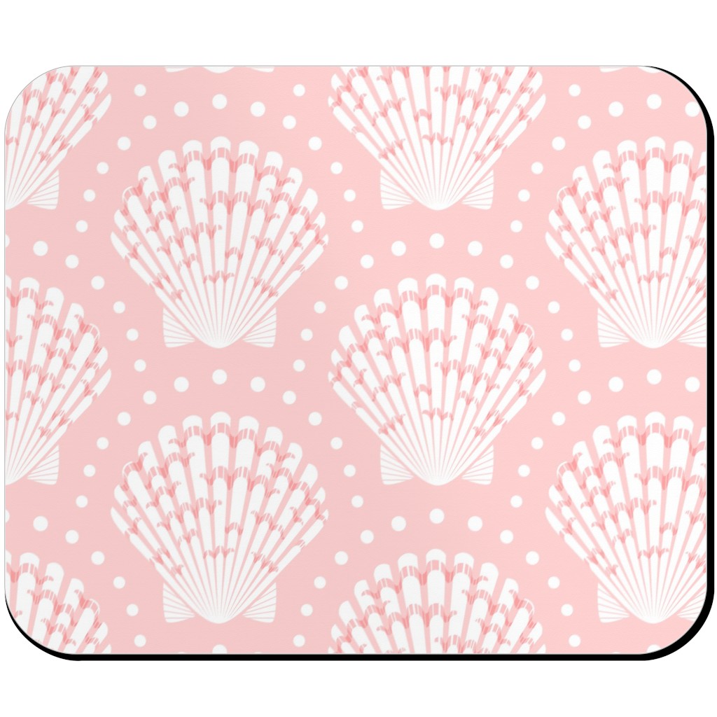 Pretty Scallop Shells - Pink Mouse Pad, Rectangle, Pink, Bright Pink