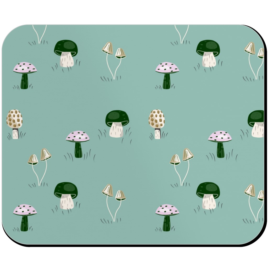 Mushroom Field - Green Mouse Pad, Rectangle Ornament, Green
