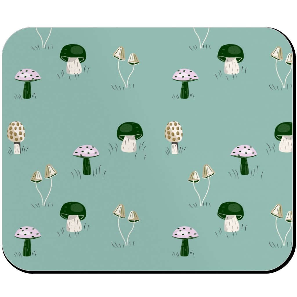Mushroom Field - Green Mouse Pad, Rectangle, Green, Classic Green