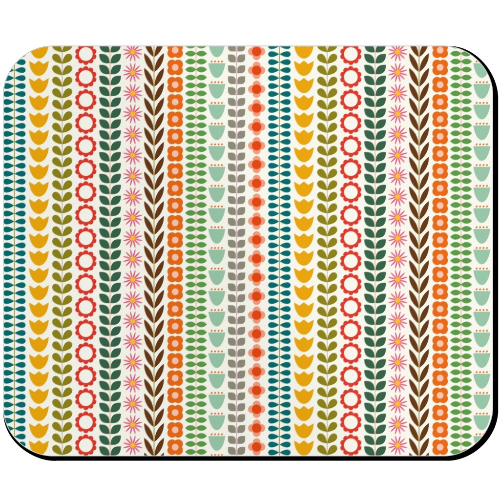 Scandinavian Folk Stripe - Multi Mouse Pad, Rectangle Ornament, Multicolor