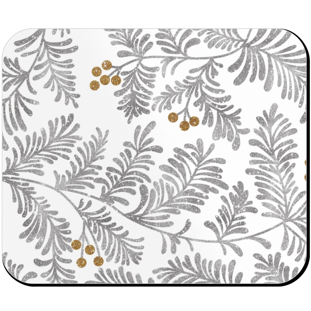 Winter Branches Mouse Pad, Rectangle Ornament, Gray