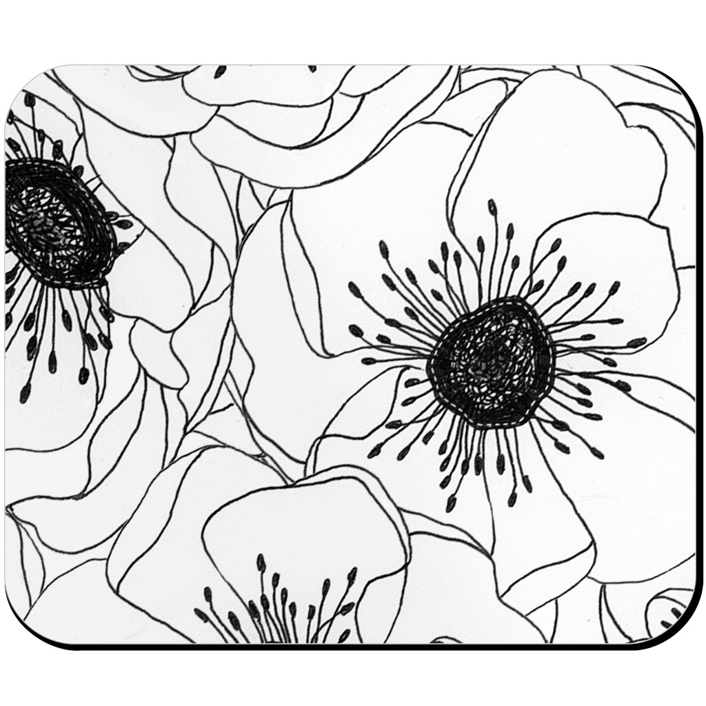 White Anemones - Neutral Mouse Pad, Rectangle Ornament, White