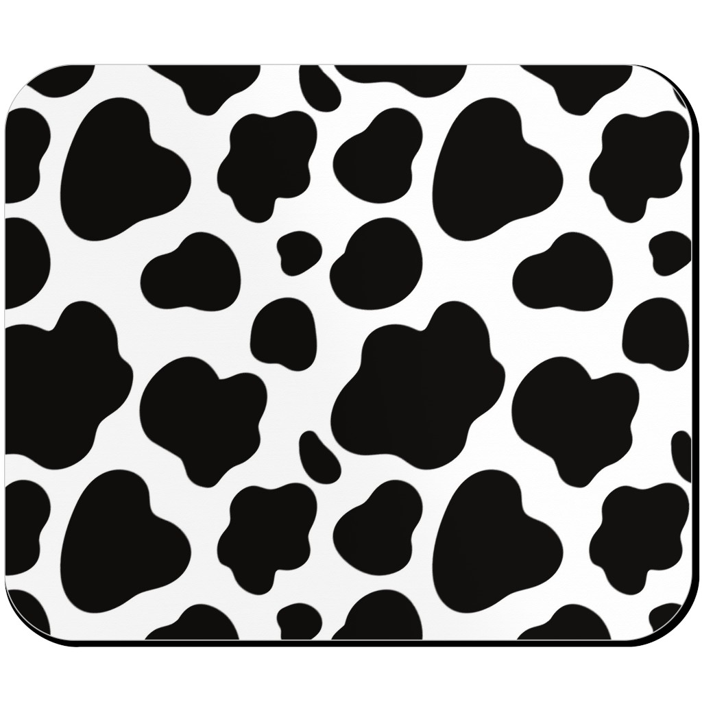 Cow Spots Pattern - Black on White Mouse Pad, Rectangle Ornament, Black