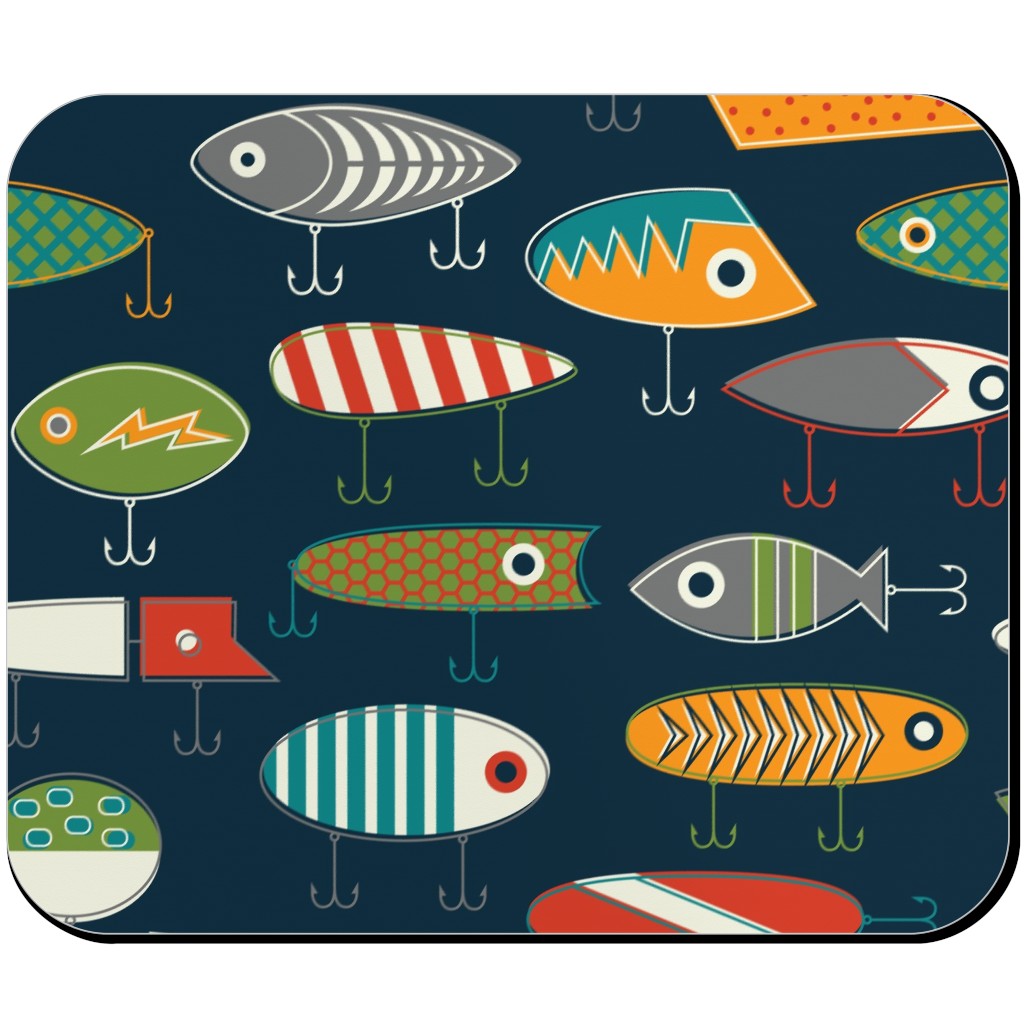 Hooked Up - Navy Mouse Pad, Rectangle Ornament, Multicolor
