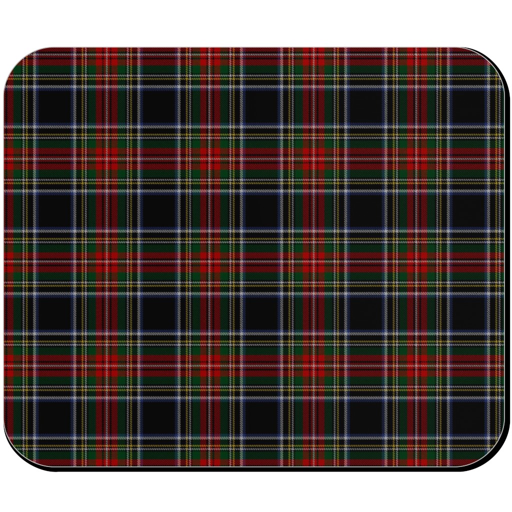 Black Stewart Tartan - Red Mouse Pad, Rectangle Ornament, Black