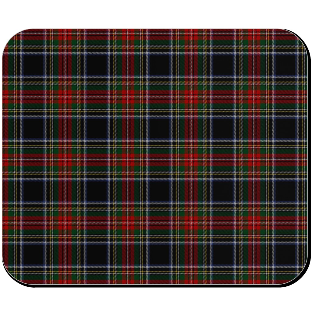 Black Stewart Tartan - Red Mouse Pad, Rectangle, Black, Black