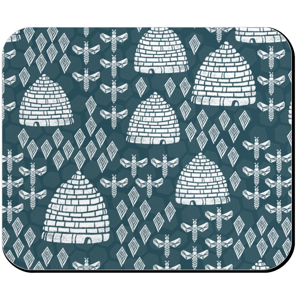 Vintage Bees and Hives - Blue Mouse Pad, Rectangle Ornament, Green