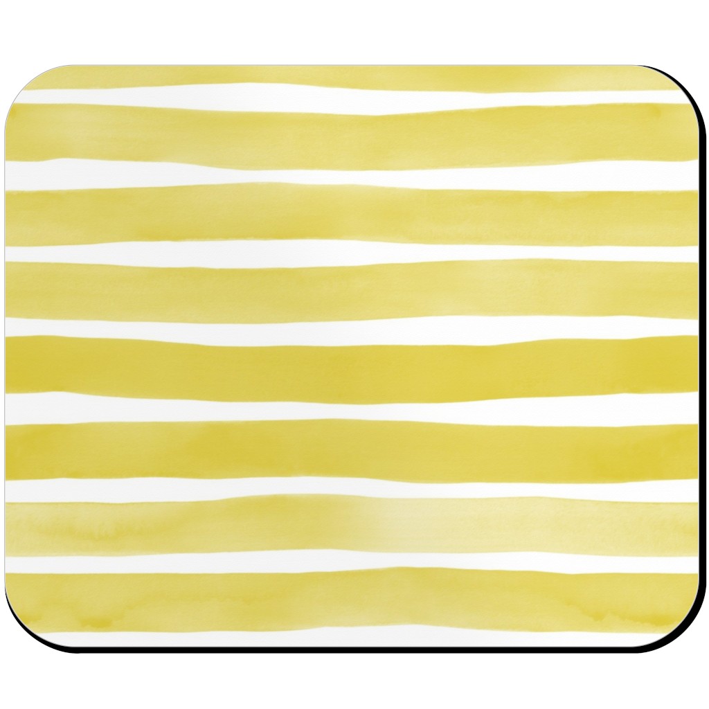 Imperfect Watercolor Stripes Mouse Pad, Rectangle Ornament, Yellow