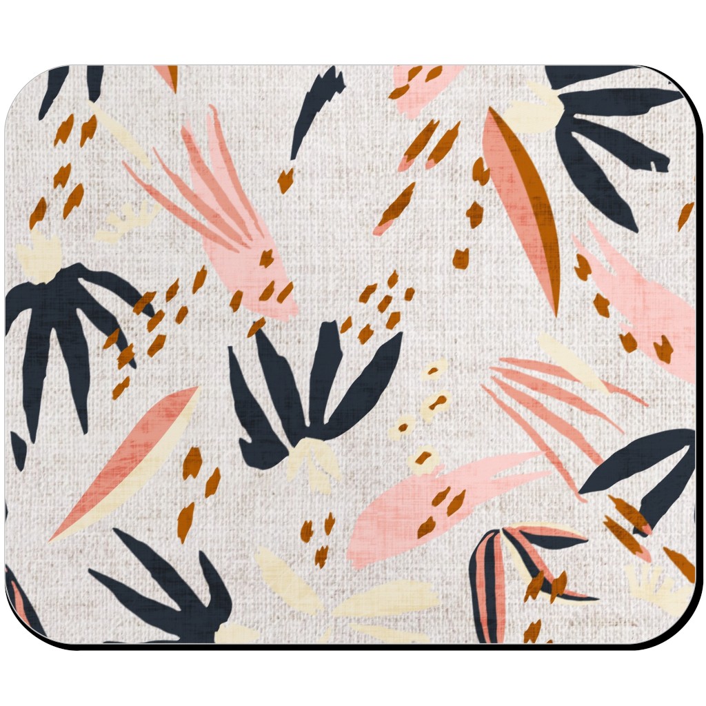 French Linen Floral - Pink Mouse Pad, Rectangle Ornament, Pink