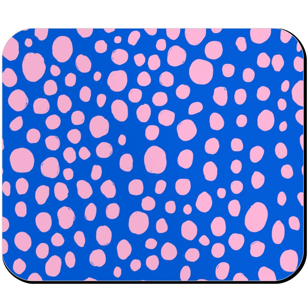 Polka Dot - Blue and Pink Mouse Pad, Rectangle, Blue