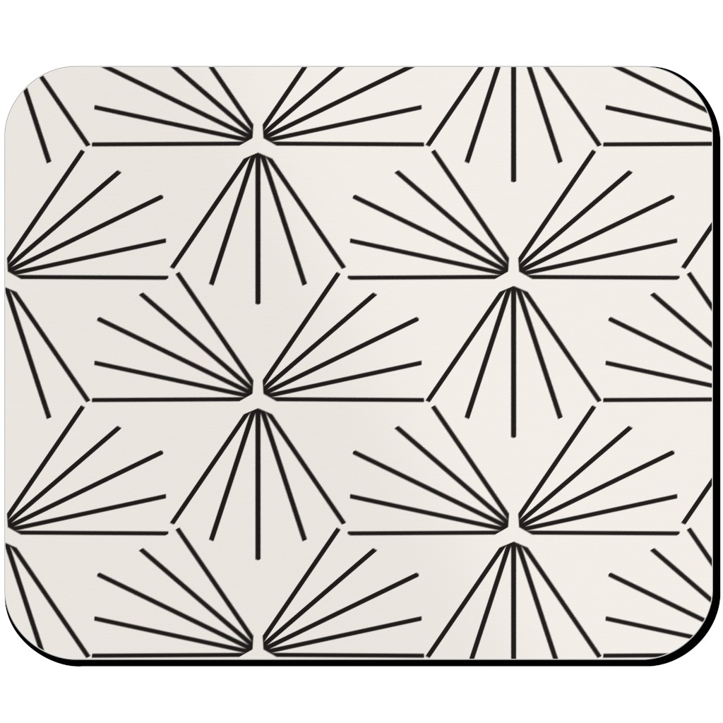 Sun Tile - Black & Off White Mouse Pad, Rectangle Ornament, Beige