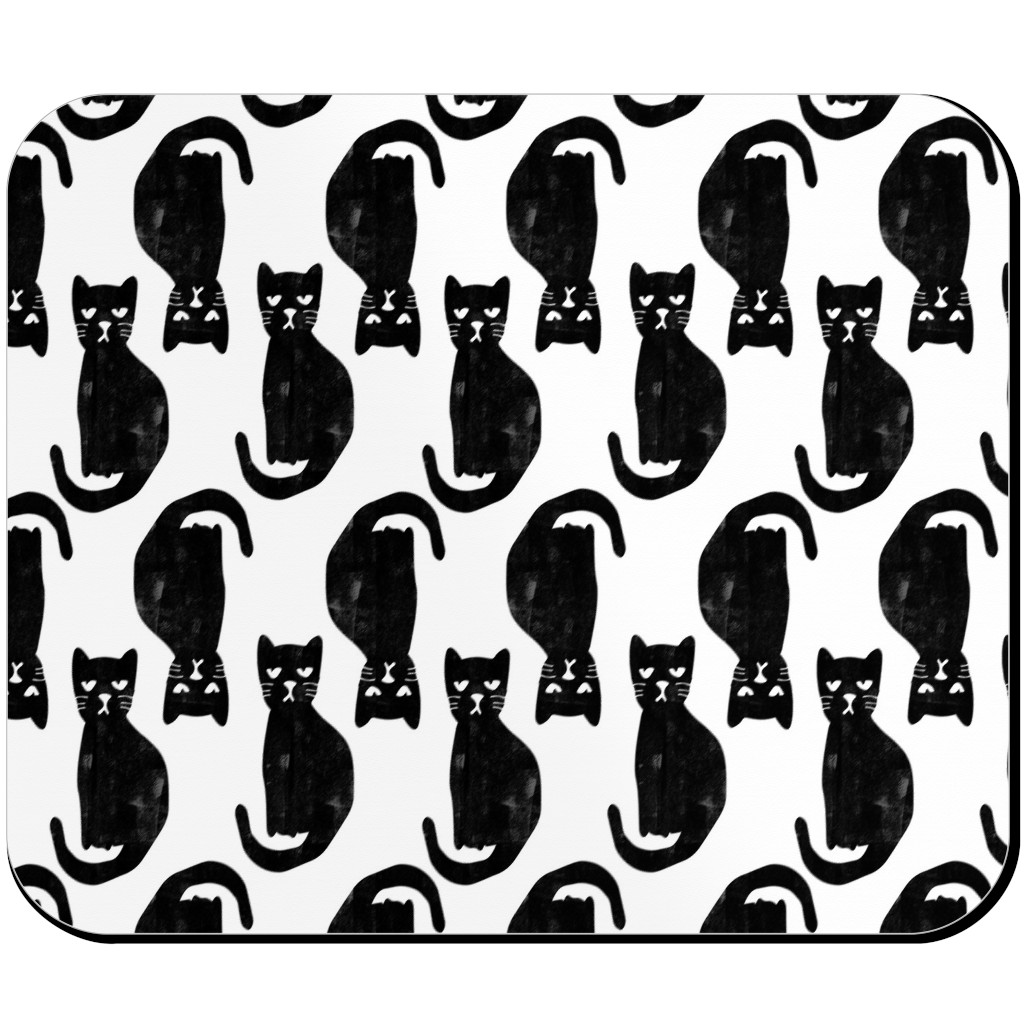 Black Cat Mouse Pad, Rectangle, Black