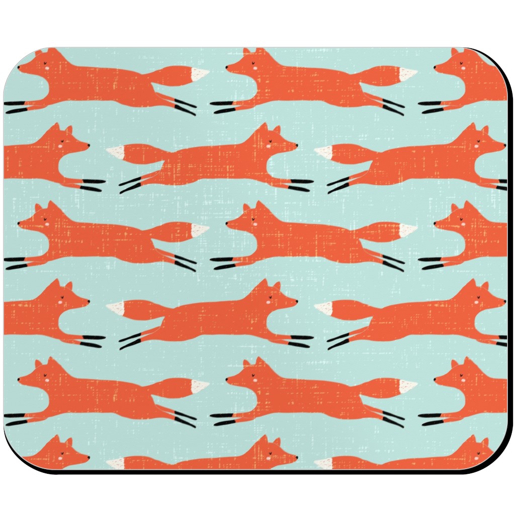 Little Orange Fox - Orange and Green Mouse Pad, Rectangle, Orange
