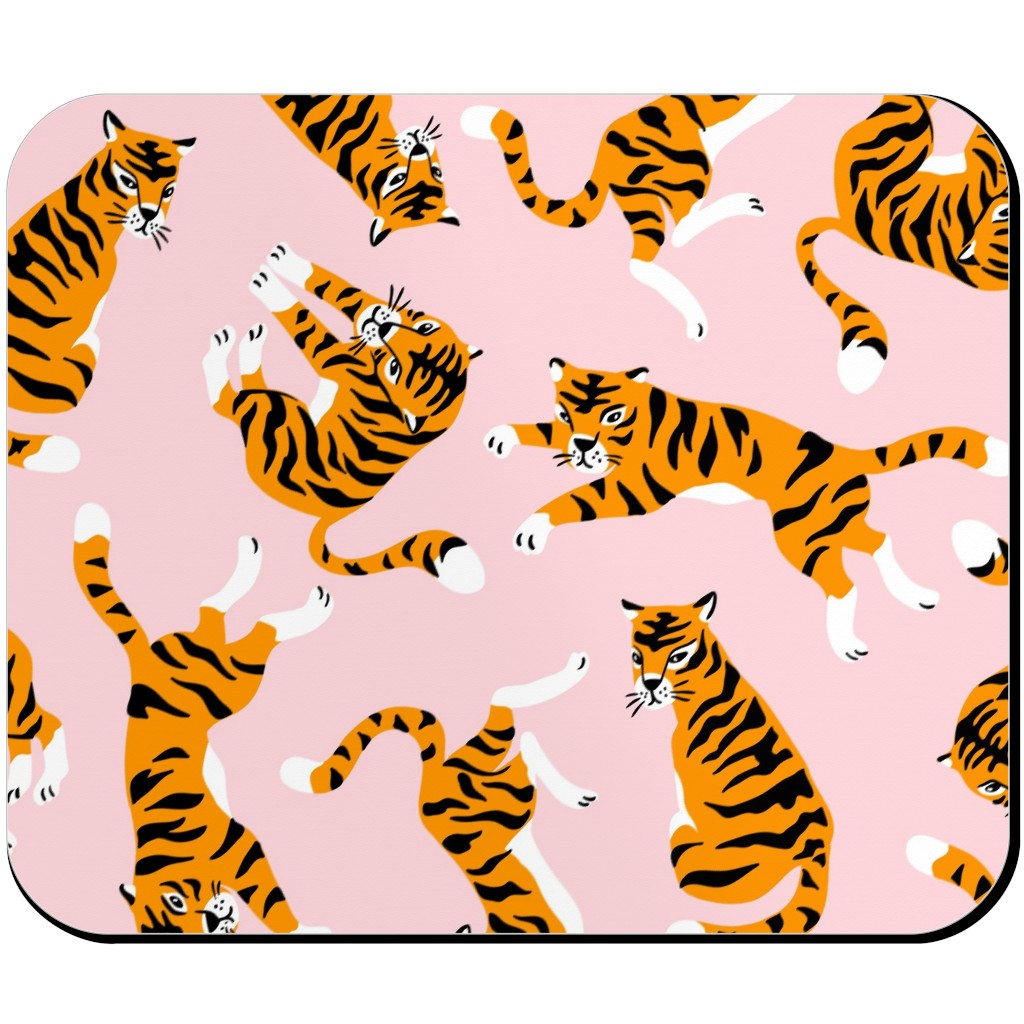 Tigers - Pink Mouse Pad, Rectangle Ornament, Pink
