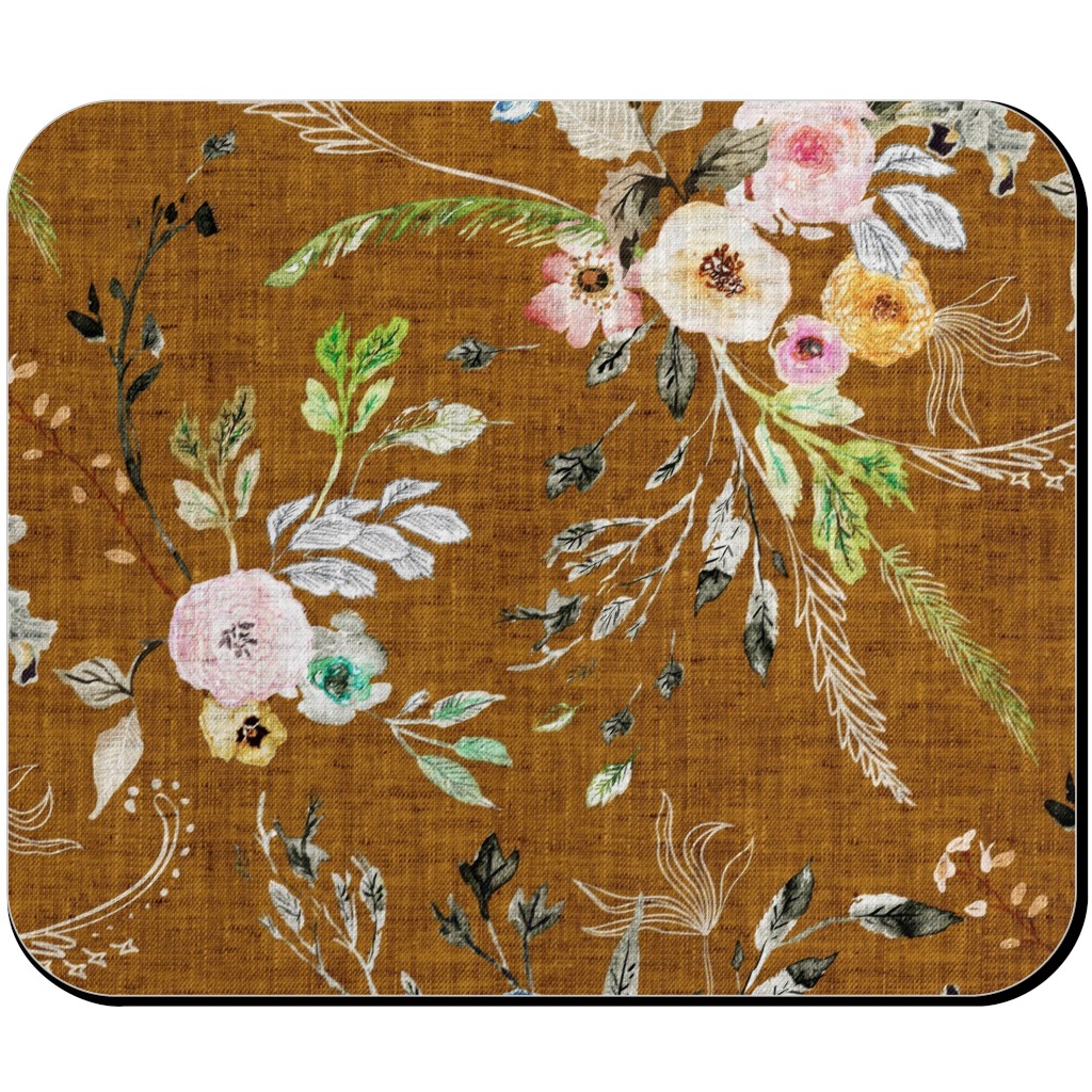 La Boheme Floral - Russet Mouse Pad, Rectangle Ornament, Brown