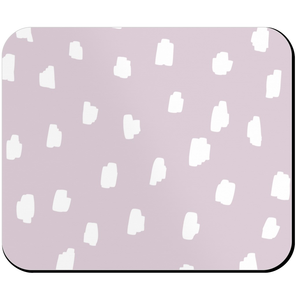 Scattered Marks - White on Lilac Mouse Pad, Rectangle, Purple