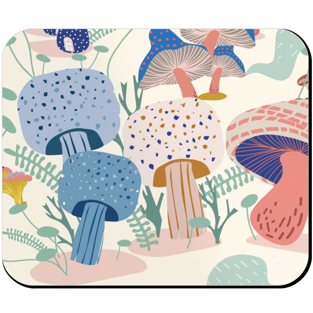 Whimsical Mushroom Village - Multi Mouse Pad, Rectangle, Multicolor