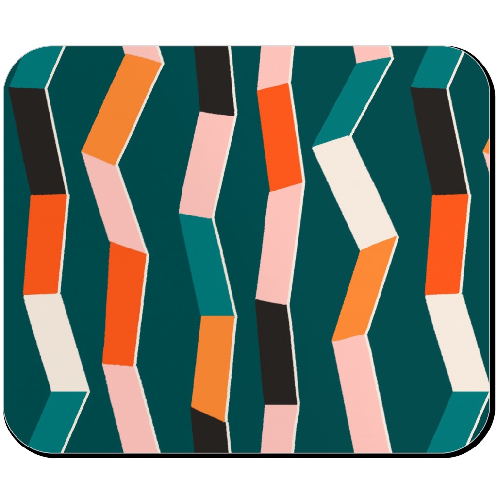Funky - Multi on Green Mouse Pad, Rectangle, Multicolor