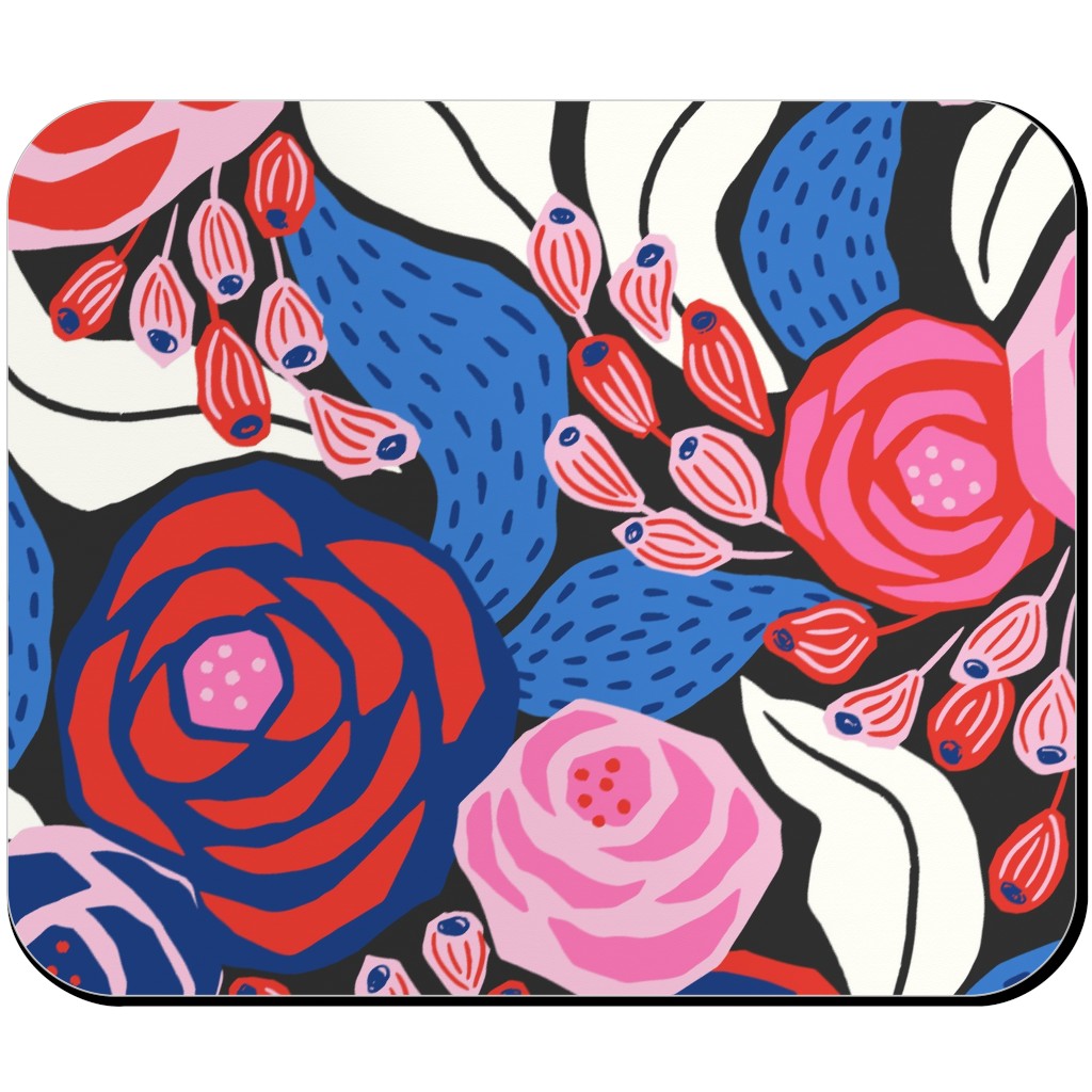Papercut Roses Mouse Pad, Rectangle Ornament, Multicolor