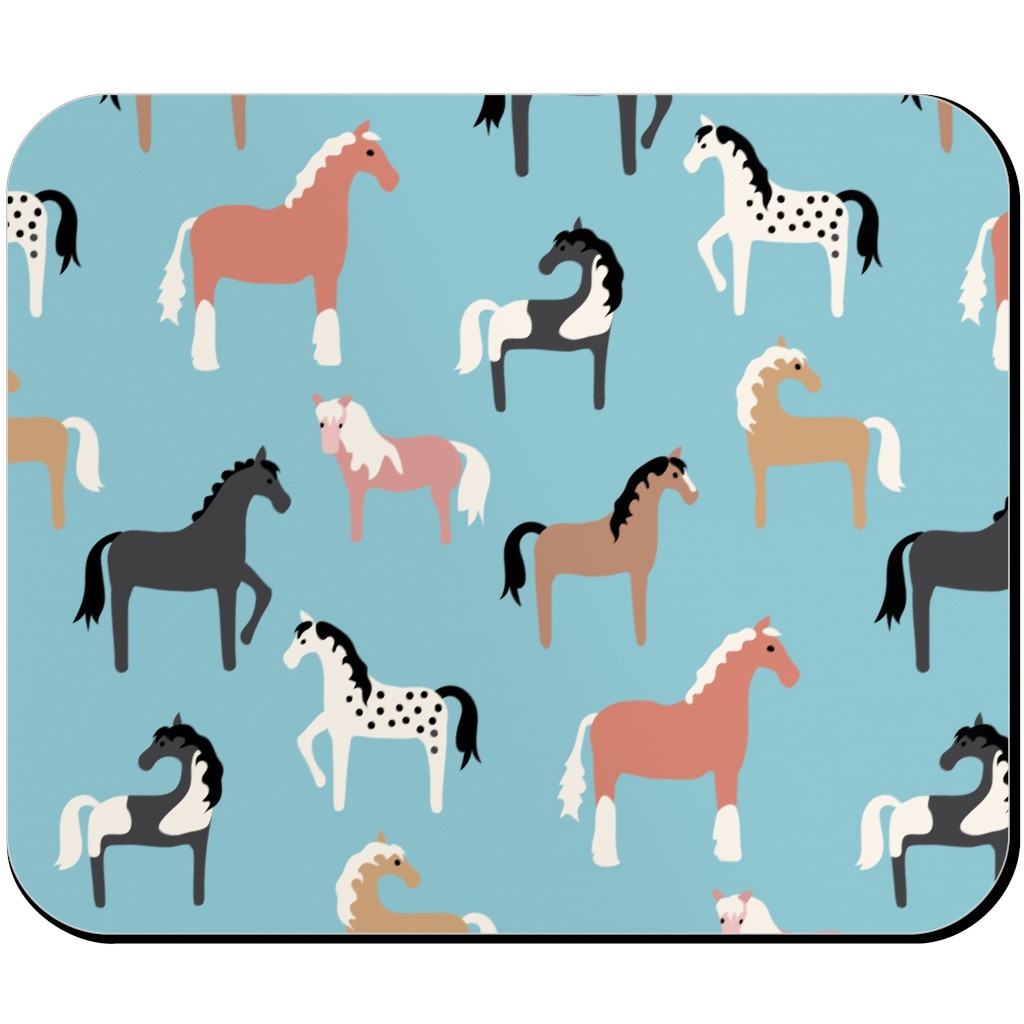 Horse Party Mouse Pad, Rectangle Ornament, Blue