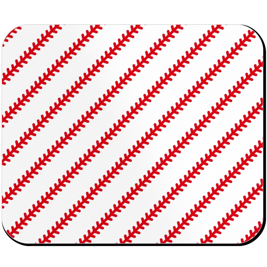 Baseball Stitch - Baseball - White Mouse Pad, Rectangle Ornament, Red