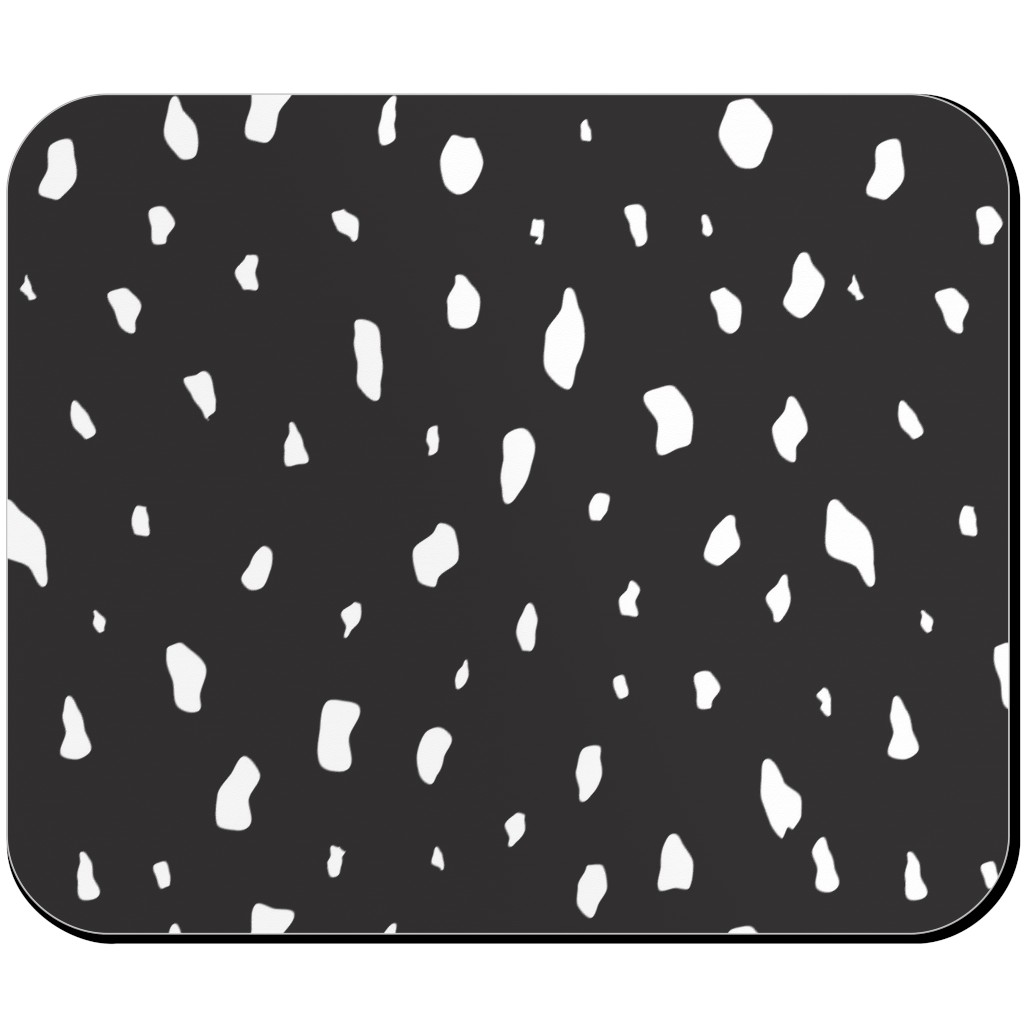 Chipped - Black and White Mouse Pad, Rectangle, Black, Black