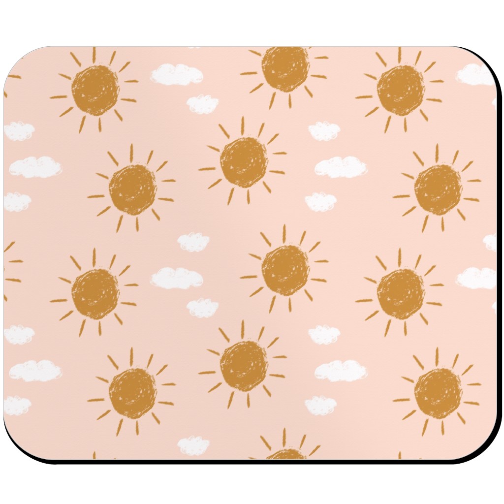 Little Golden Sun - Pink Mouse Pad, Rectangle, Pink