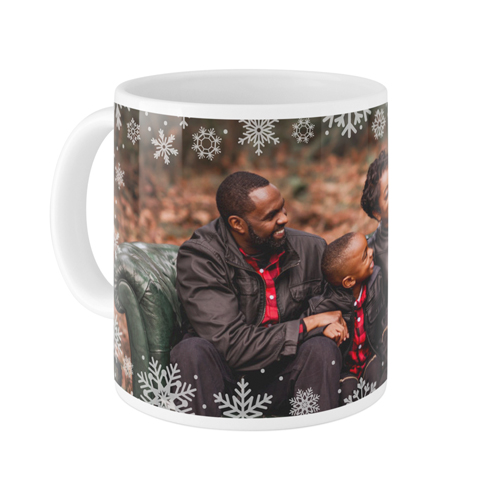 Snowflake Border Mug, White, , 11oz, White, white