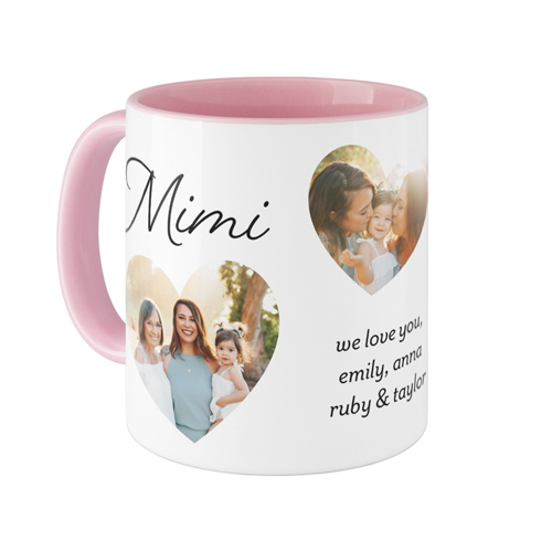 Heart Cutout Trio Mug, Pink, , 11oz, White, white
