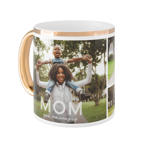 Amazing Bold Mom Mug, Gold Handle,  , 11oz, White