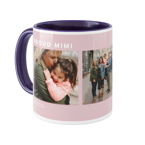 Corner Frame Simple Mug, Blue, , 11oz, Pink, faded rose