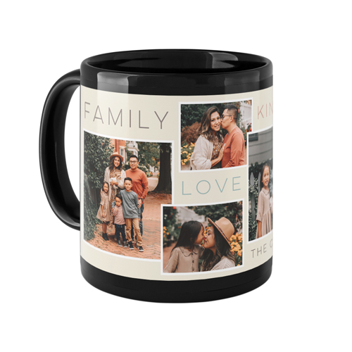 Family Love Kindness Frames Mug, Black,  , 11oz, Beige