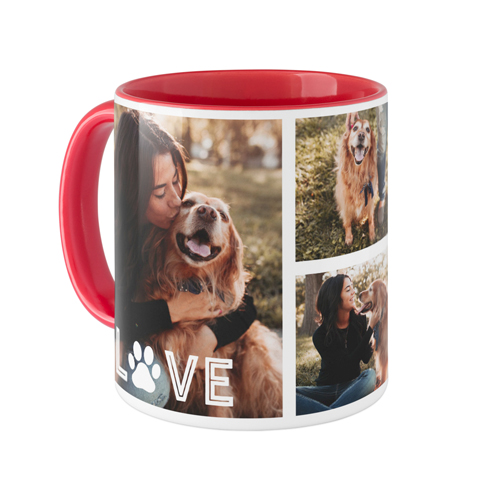 Love Pawprint Mug, Red, , 11oz, White, white