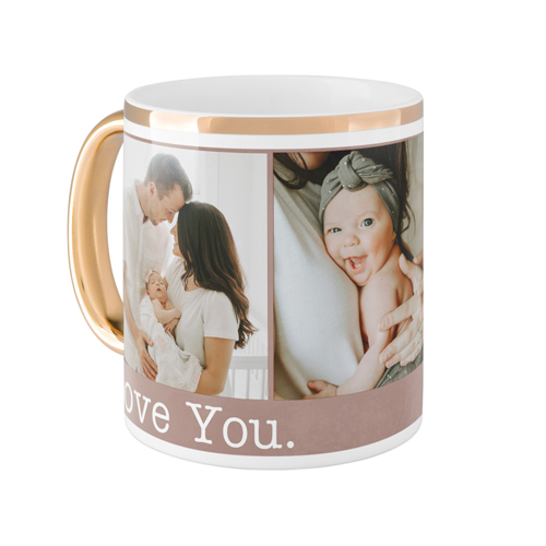 Love You Mug, Gold Handle,  , 11oz, Brown