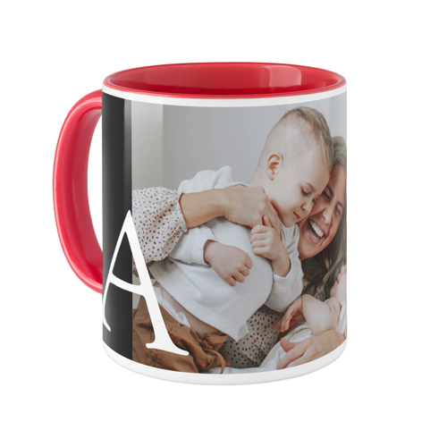 Monogram Overlay Mug, Red, , 11oz, Black, black