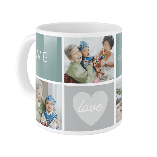 We Love Heart Grid Mug, White,  , 11oz, Blue