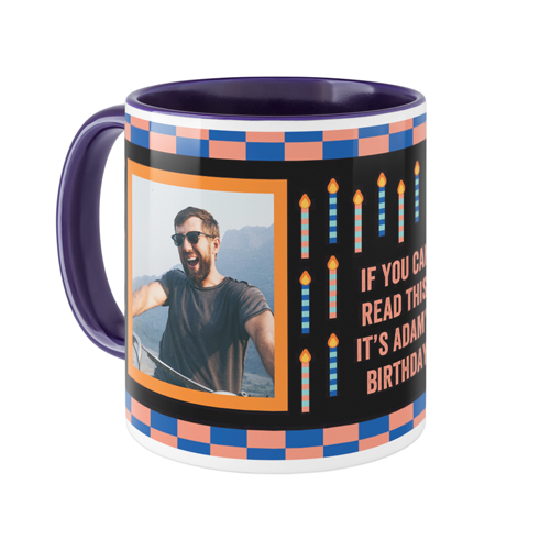 Birthday Candles Mug, Blue,  , 11oz, Black