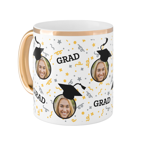 Floating Grad Mug, Gold Handle,  , 11oz, Gray