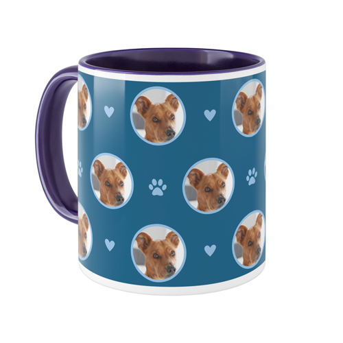 Floating Paws and Pets Mug, Blue, , 11oz, Blue, slate blue