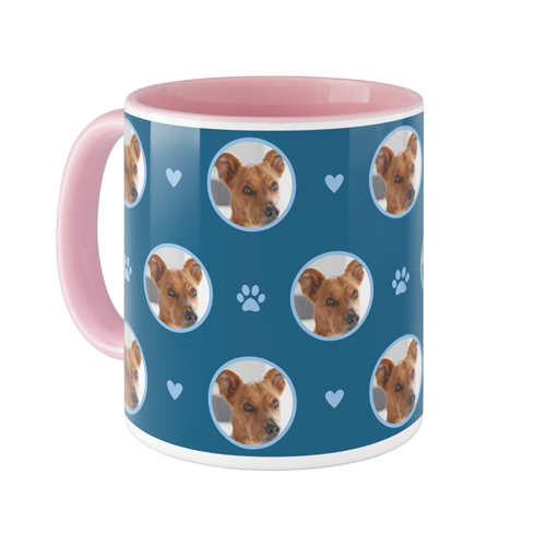 Floating Paws and Pets Mug, Pink,  , 11oz, Blue