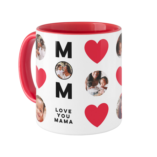 Heart Best Mom Ever Mug, Red, , 11oz, Red, fire engine