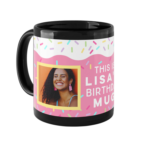 Sweet Birthday Cake Mug, Black,  , 11oz, Pink